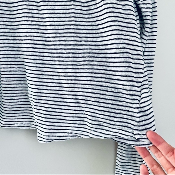 GAP Black White Stripes Striped Stripe 100% Linen Top Large Minimalist - Picture 3 of 8
